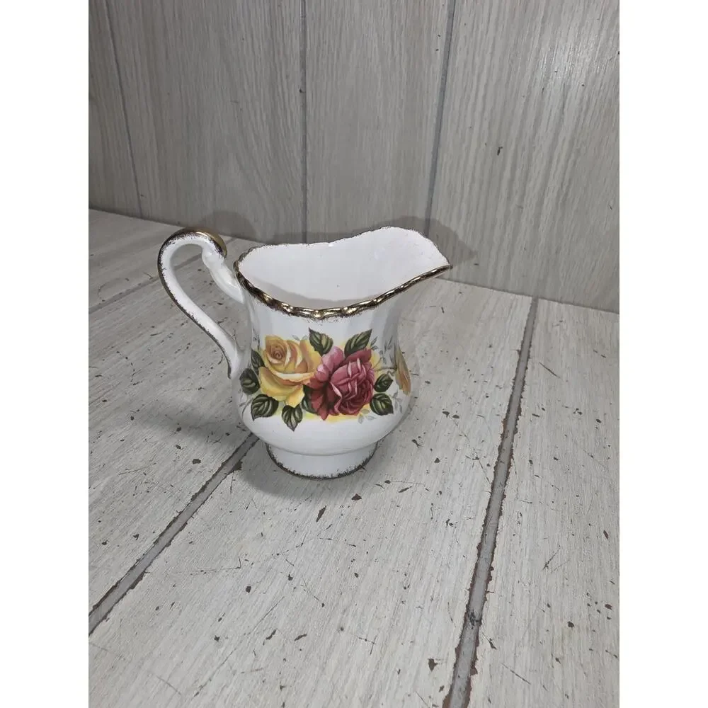 Vtg Paragon Creamer Pink & Yellow Roses England Cottagecore Heritage GrandmaCore